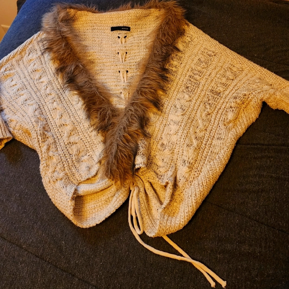 On Blue cardigan sweater, S, cream